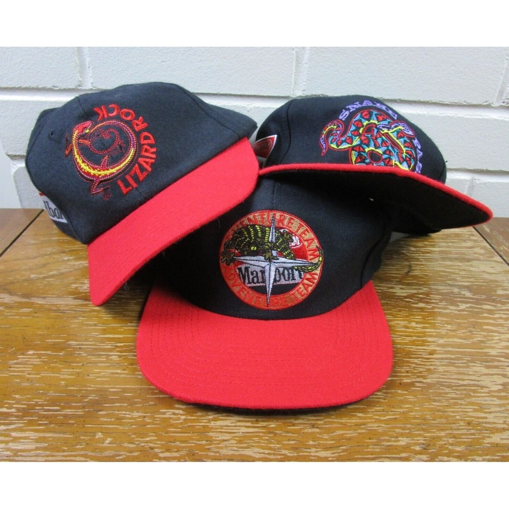 Lot Of 3 Vintage Marlboro Hats 1 Adventure Team 1 Snake Pass 1 Lizard Rock 1990s